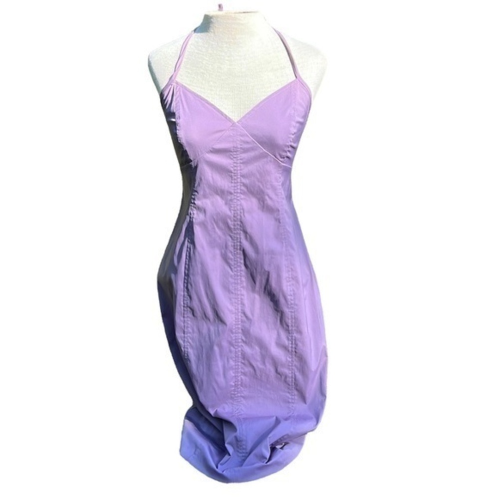 J.Crew halter dress v neck zipper back light purple womens size 2 nylon